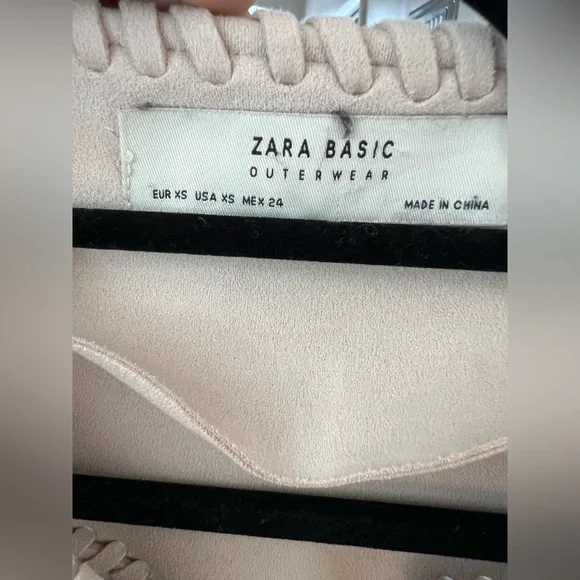 Zara Woman Beige Faux Suede Fringe Crop Jacket - Picture 3 of 3